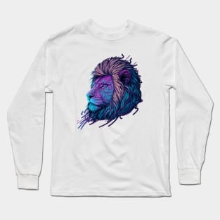 Glowing Lion Face Long Sleeve T-Shirt